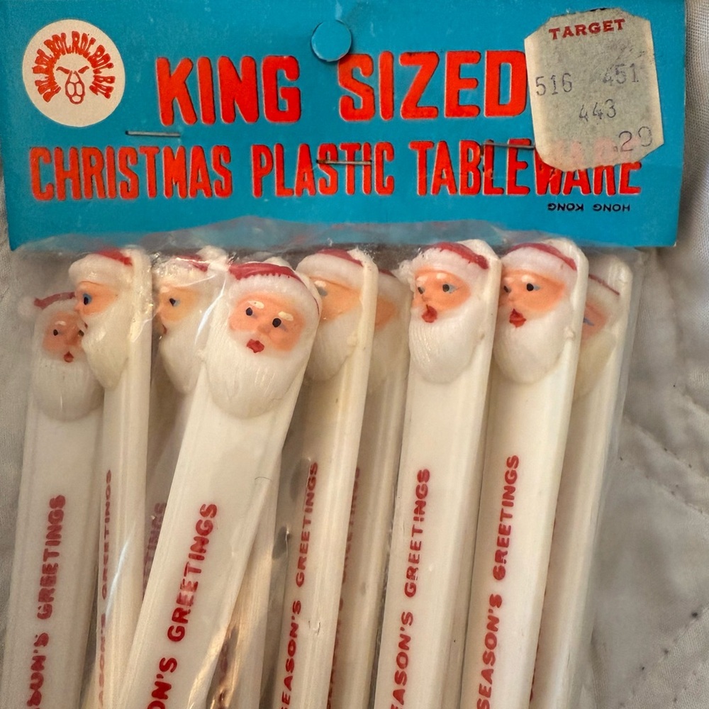 Vintage Santa Claus Christmas Plastic Forks set 12